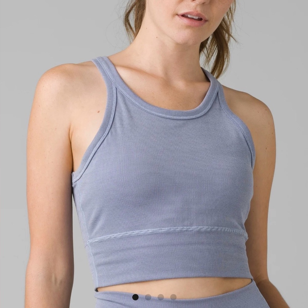 SET PRANA BECKSA SPORTS BRA AN7/8 LEGGINGS MORNING GLORY HEATHER RIBBED SZ SMALL